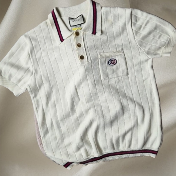 Gucci Other - Gucci White Polo with Burgundy-Trim Collar and Hem